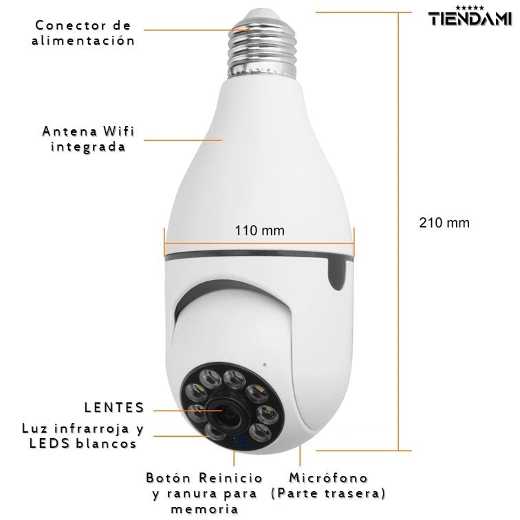 Cámara Bombillo Wifi 360°