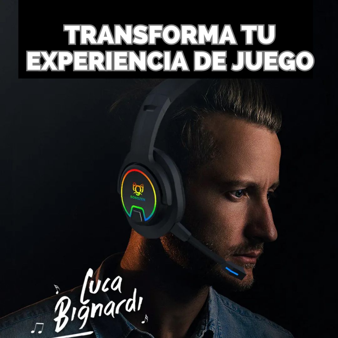Diadema Gamer Rgb Microfono Bajos Profundos Auriculares V10