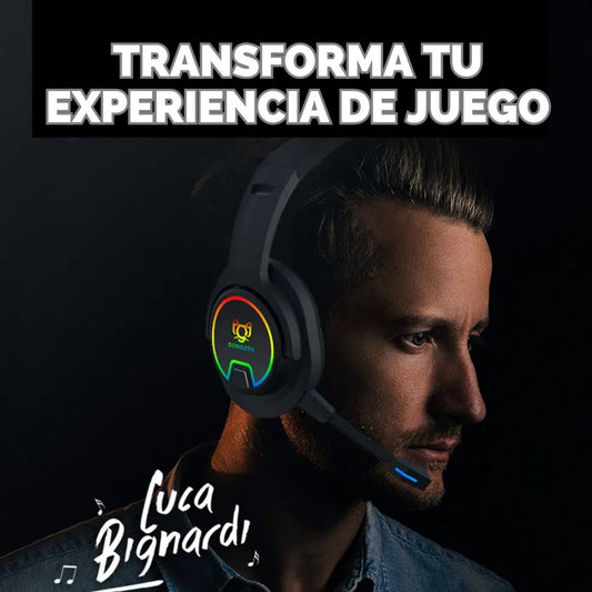 Diadema Gamer Rgb Microfono Bajos Profundos Auriculares V10