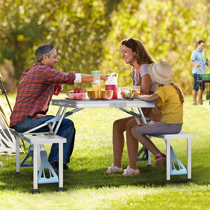 Mesa Plegable con Sillas para Picnic y Camping al Aire Libre