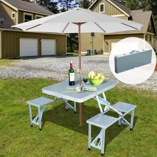 Mesa Plegable con Sillas para Picnic y Camping al Aire Libre