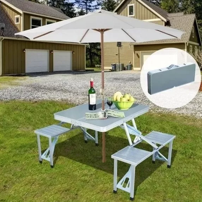 Mesa Plegable con Sillas para Picnic y Camping al Aire Libre