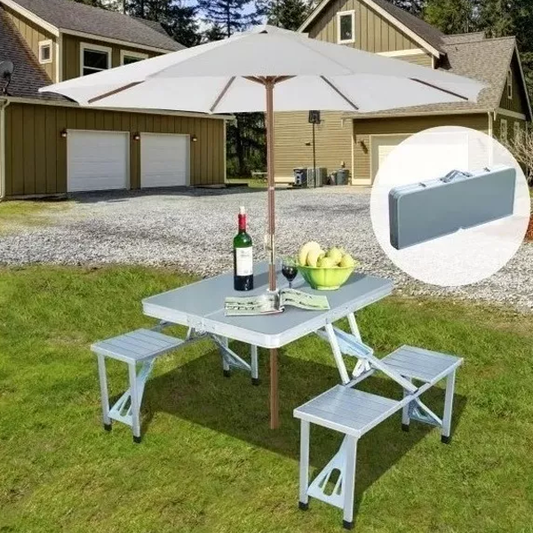 Mesa Plegable con Sillas para Picnic y Camping al Aire Libre