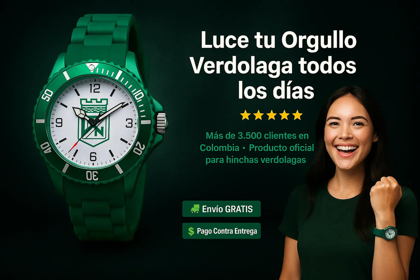 💚⌚️ Nuevo Reloj Atlético Nacional Deportivo Hombre y Dama  Edición Exclusiva