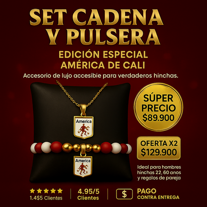 Pulsera + Cadena America de Cali ⭐️ | Oro lamiando + Estuche de Lujo