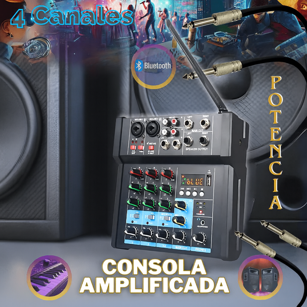Consola Mezclador de Sonido r 4 Canales mas regalo +Microfono Bm800 de REGALO 🎁