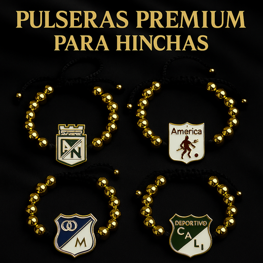 Pulseras Escudos Equipos ⭐️ | Oro lamiando + Estuche de Lujo 🎁