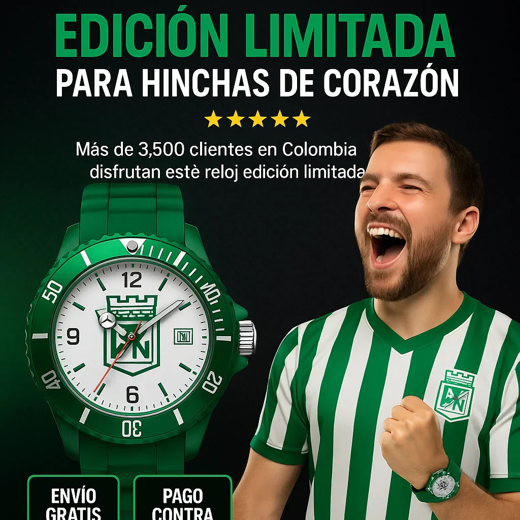 💚⌚️ Nuevo Reloj Atlético Nacional Deportivo Hombre y Dama  Edición Exclusiva