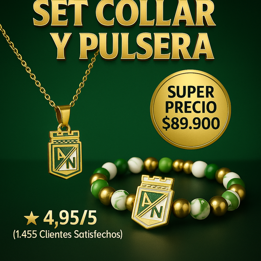 Pulsera + Collar Atl Nacional ⭐️ | Oro lamiando + Estuche de Lujo 🎁