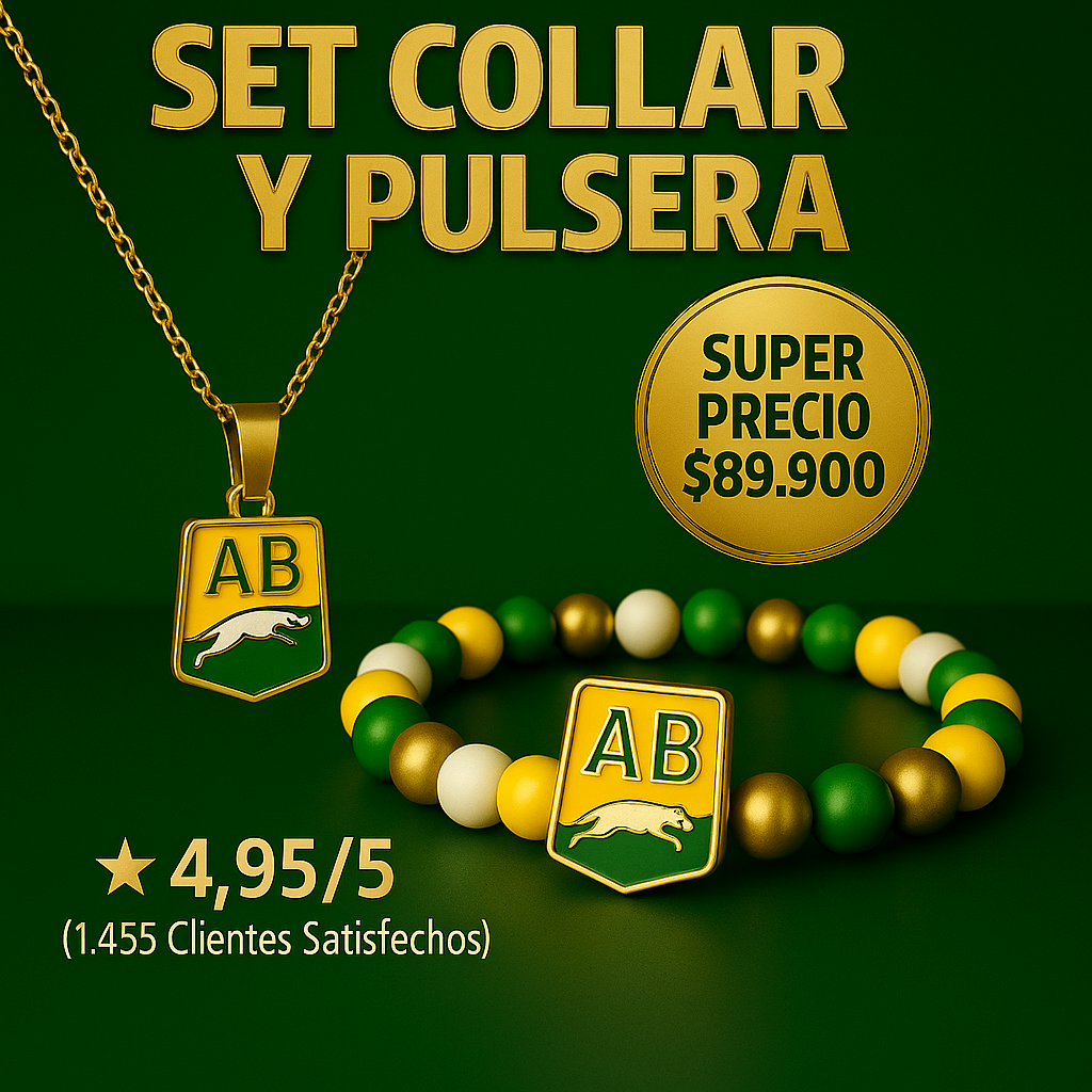 Pulsera + Collar Atl Bucaramnga ⭐️ | Oro lamiando + Estuche de Lujo 🎁