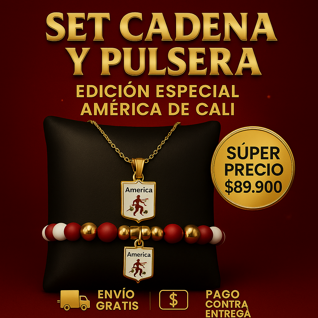 Pulsera + Cadena America de Cali ⭐️ | Oro lamiando + Estuche de Lujo